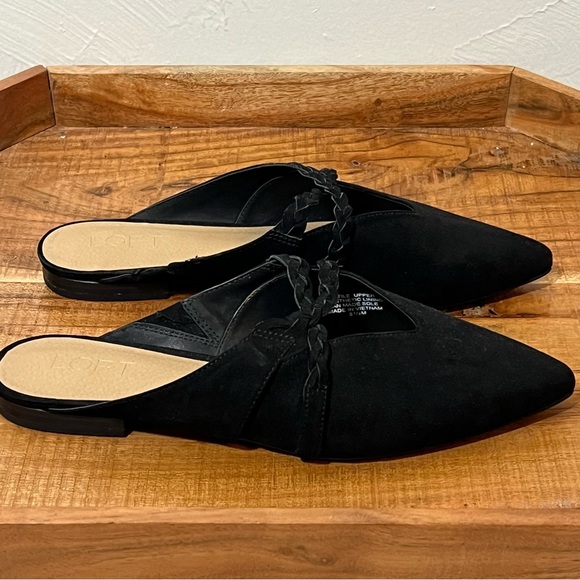 Loft Black Vegan Suede Slide Mule Flats - Picture 1 of 6